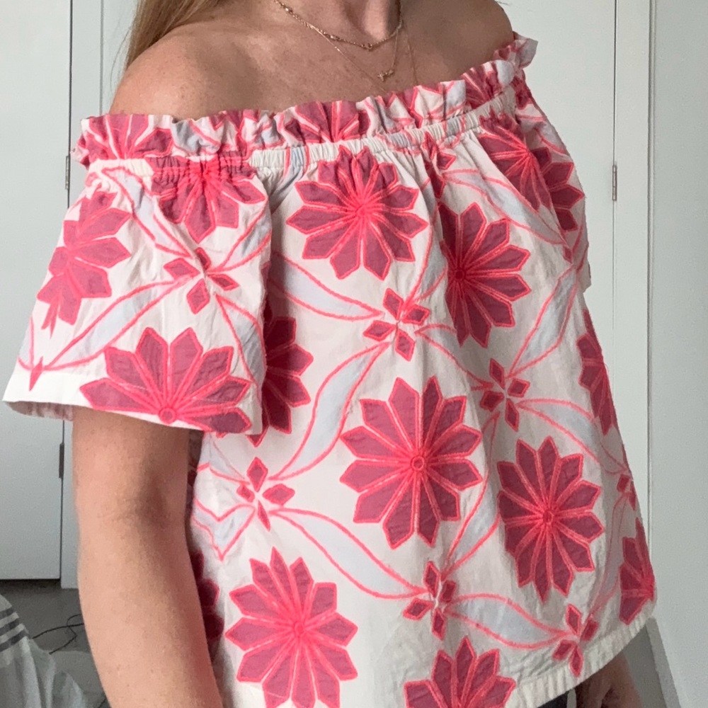 Anthropologie Maeve Floral Off-Shoulder Top Size Small